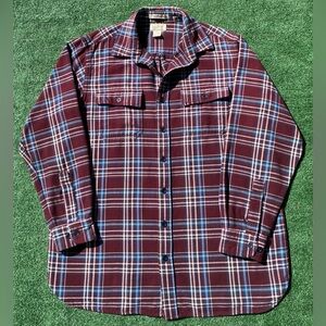 VTG 90’s LL Bean Chamois Burgundy Plaid Heavyweight Flannel Shirt Men’s XL Tall